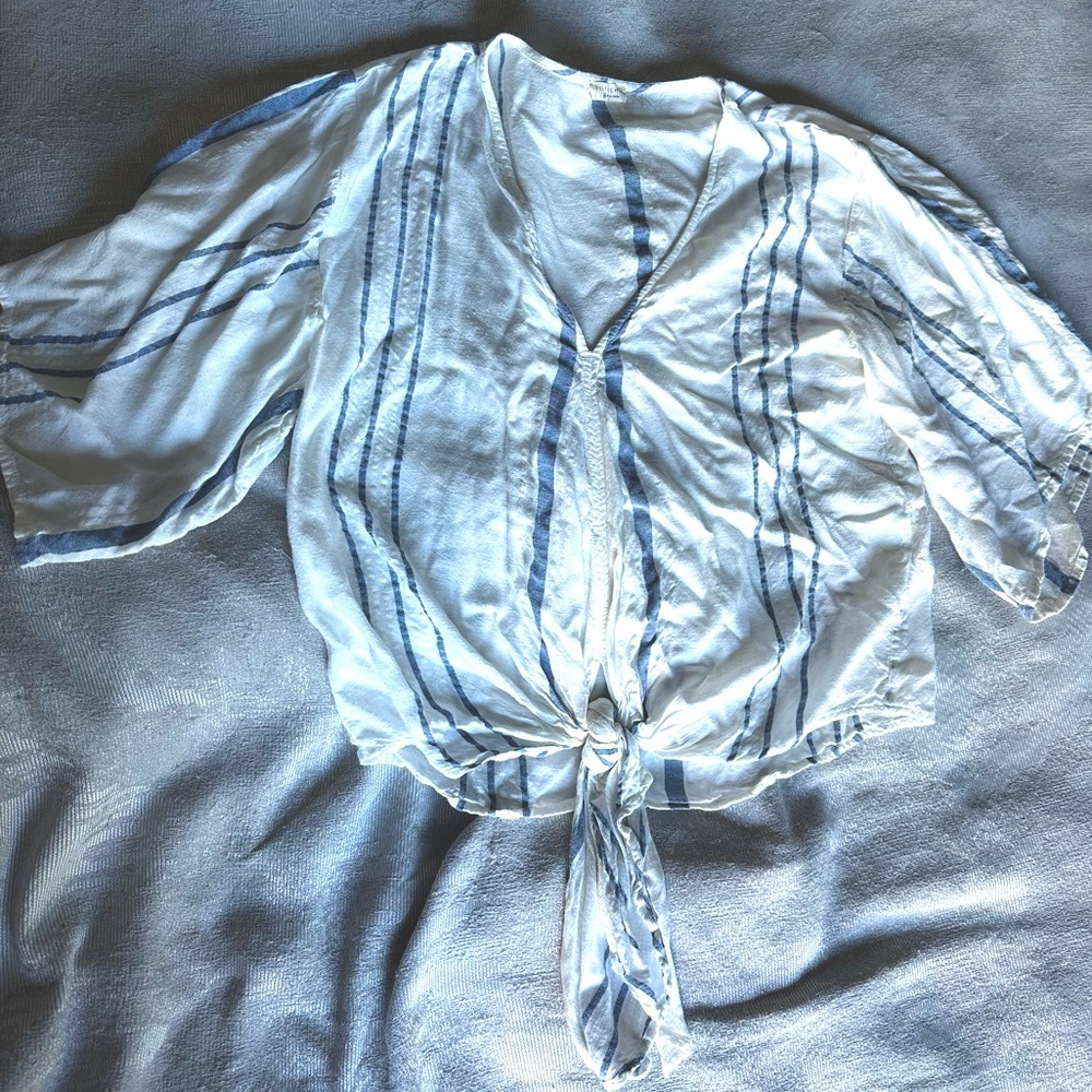 Blue and White Striped Top
